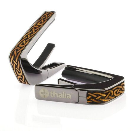 Thalia Deluxe Capo Hawaiian Koa Celtic Knot Black Chrome Finish DA-TH-CB201-03