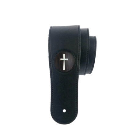 Thalia Black Strap Pearl Cross Black Ebony Wood Inlay DA-TH-SBKPC-EI