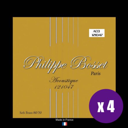 Philippe Bosset Acoustic Soft Brass 80/20 12 String Set (10-47) 4 Sets PBACO121047X4