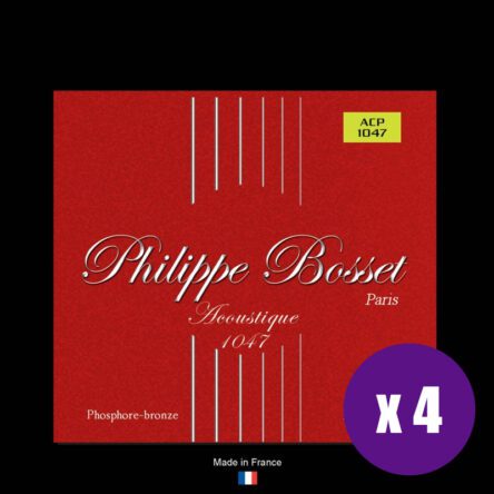 Philippe Bosset Acoustic Guitar Strings Phosphore Bronze Extra Light (10-47) 4 Sets PBACOP1047X4