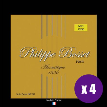 Philippe Bosset Acoustic Guitar Strings Soft Brass 80/20 Medium (13 - 56) 4 Sets PBACP1356X4